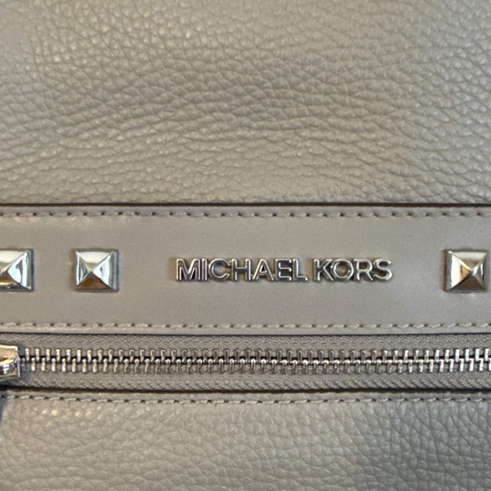 Michael Kors Rhea Medium Studded Grey Leather Backpack - Picture 3 of 14